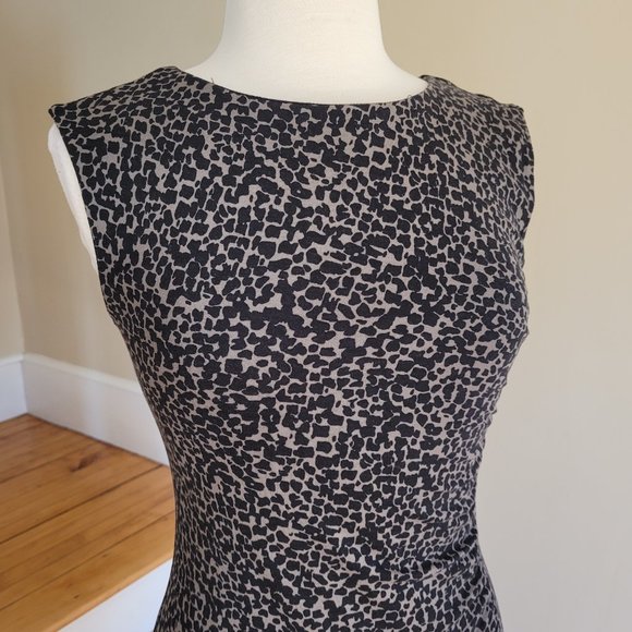 LOFT Classic Black and Tan Animal Print Sleeveless Sheath Dress. Size Sm… - Picture 3 of 8